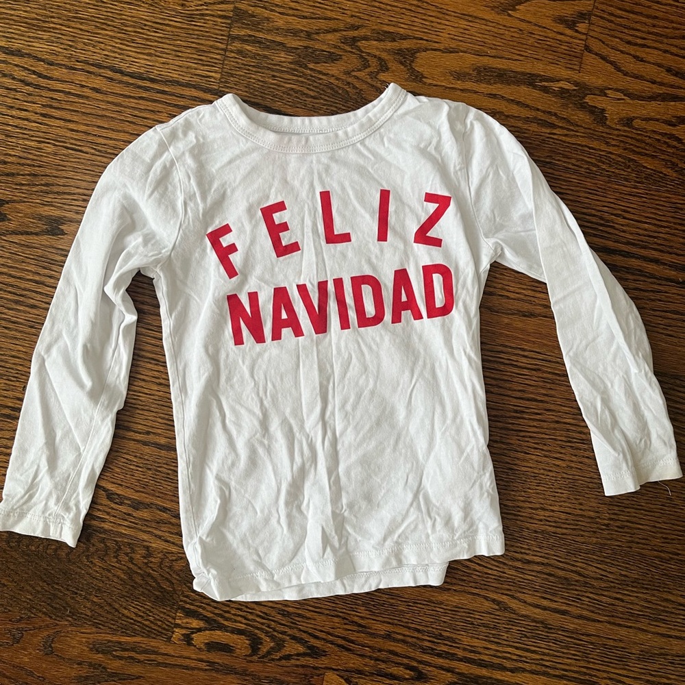 Crewcuts White and Red Feliz Navidad Long Sleeve Tee